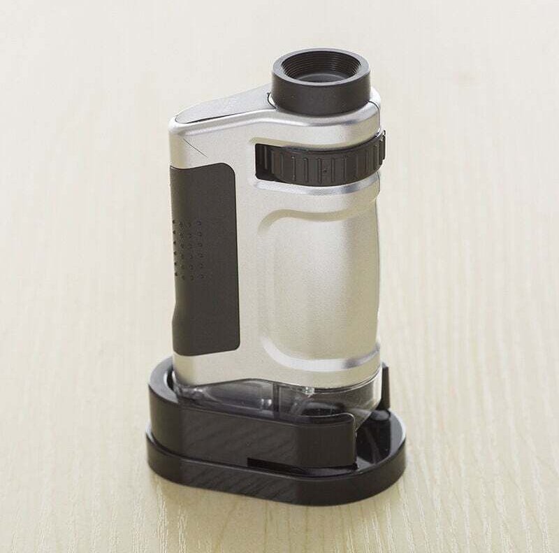 Taschenmikroskop, tragbare Juwelierlupe mit 20-facher Vergrößerung und LED-Beleuchtung