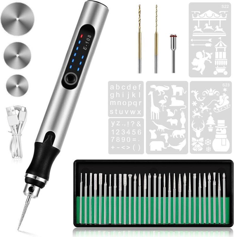 Elektrischer Gravierstift, kabelloses Gravierwerkzeug-Set, Mini-Multifunktionsgravierer, tragbarer DIY-Rotationsgraviere...
