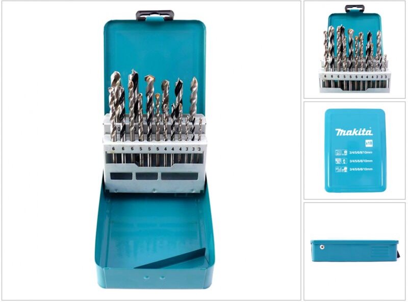 Makita Bohrerset 18-tlg D-46202 Holz Metall Stein Stahlblechkassette Bohrersatz