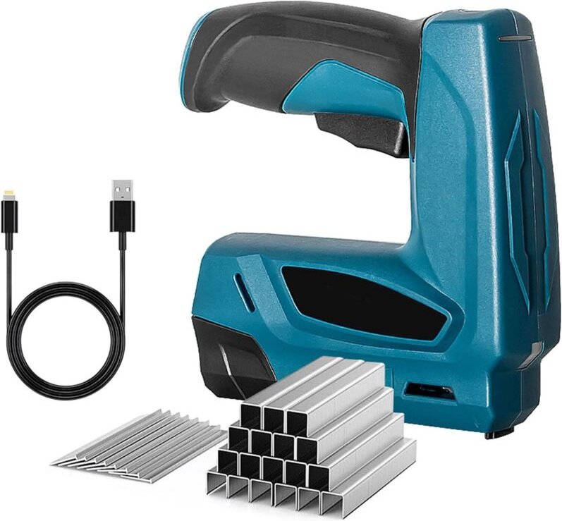 Akku-Nagler Brad Nailer, 2-in-1-Elektro-Nagler mit Micro-USB-Kabel, 3,7-V-Leistung, Polsterklammern, 1000 Stück pro Klam...