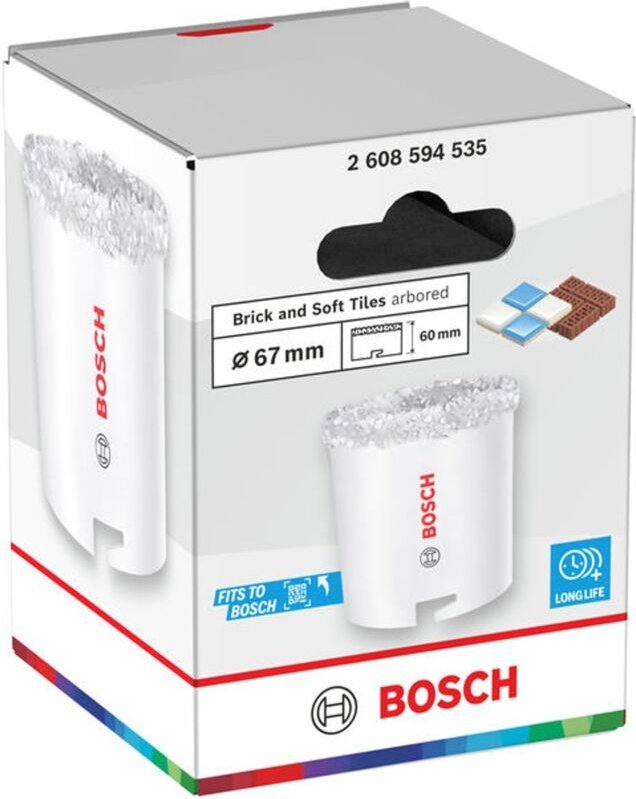 Bosch Lochsäge mit Aufsteckhalter Brick and Soft Tile, 67 x 60 mm