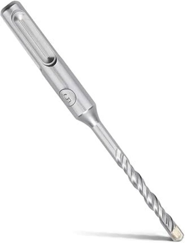 SDS Plus Bohrer 5 x 110 mm, mit 4 Hartmetallschneiden und Doppelspirale, Hammerbohrer für Beton, Stein, Naturstein