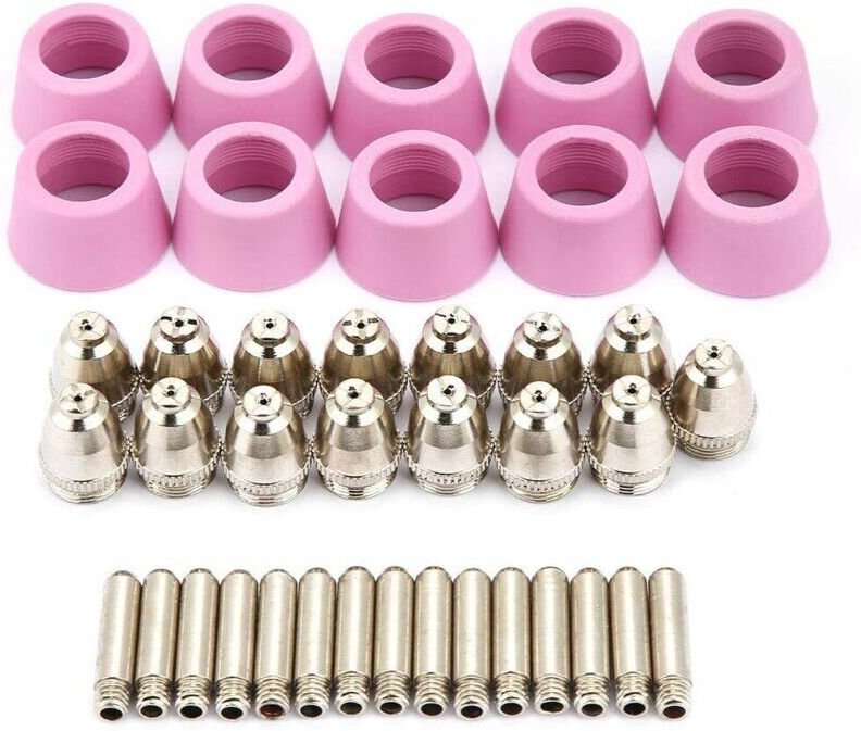Düsenelektroden-Set, AG60 SG55 Plasmaschneider Schneidbrenner Verbrauchsmaterialien Elektrodendüsenbecher-Set (40-teilig...