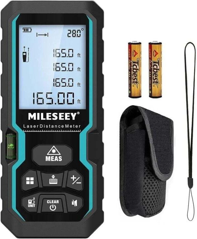 Ulisem Digitaler Laser-Entfernungsmesser, 50 m/165 ft Laser-Entfernungsmesser mit elektronischer Wasserwaage und LCD-Hin...