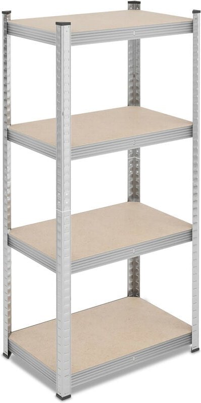 Schwerlastregal, HxBxT: 138x60x40 cm, 200 kg, Stahl, 4 Ebenen, Lagerregal, Keller, Garage, zum Stecken, silber - Relaxda...