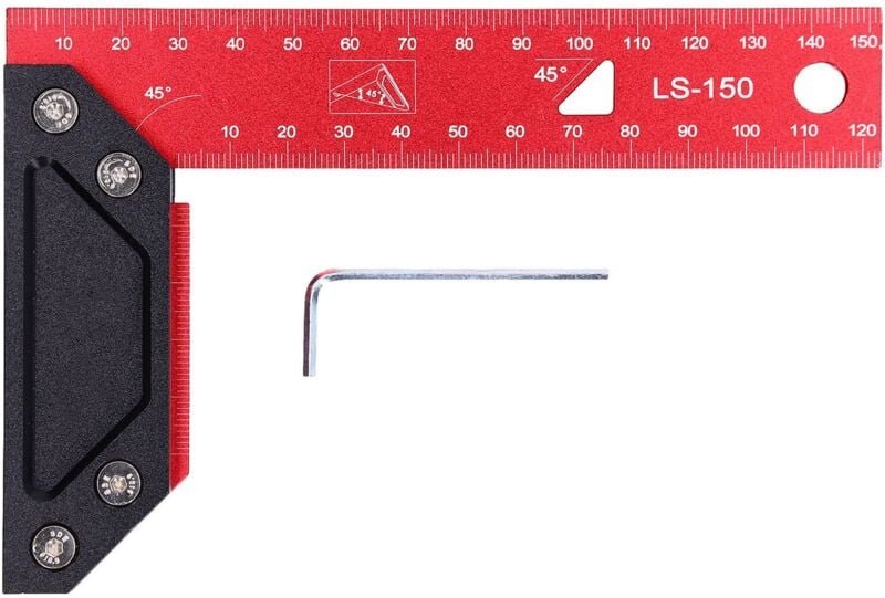 Aluminium-Winkel für die Holzbearbeitung, 90-Grad-Positionierwinkel, L-förmiger Markierungslineal mit Laserskala, für Ti...