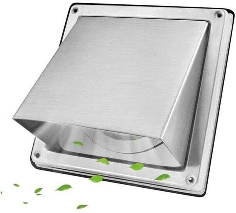 100 mm quadratisches Edelstahl-Lüftungsgitter, XU, Lüftung mit Rückschlagventil, XU, Luftabdeckung zum Schutz vor Insekt...