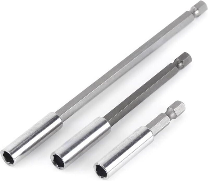 3-teiliges Set 1/4" 60/100/150 mm Sechskant-Bithalter-Verlängerungsstange mit Magnetbohrer-Schaft