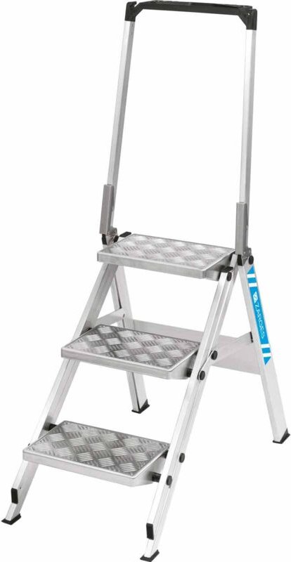 Zarges Sicherheitstreppe Plazatec P elektrisch ableitfähig klappbar 3 Stufen mit Sicherheitsbügel