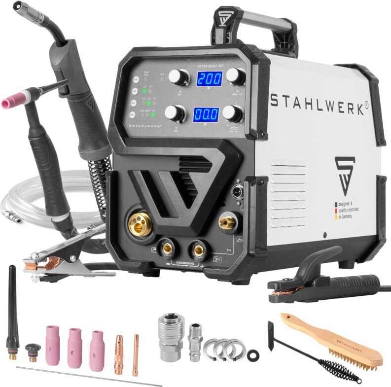 Kombi-Schweißgerät MTM-200 st 3-in-1 mit 200 a synergischer Drahtvorschub - Stahlwerk