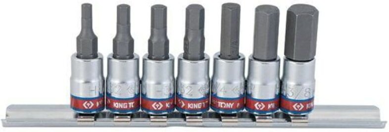 Set de King Tony 1/4' Schraubenschlüssel mit Sechskant, 7-teilig, Größen 1/8' - 3/8', robuster Stahl, ideal für mechanis...