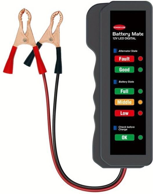 Mini-12V-Autobatterietester, digitaler Lichtmaschinentester mit 6 LED-Leuchten, Anzeigegerät