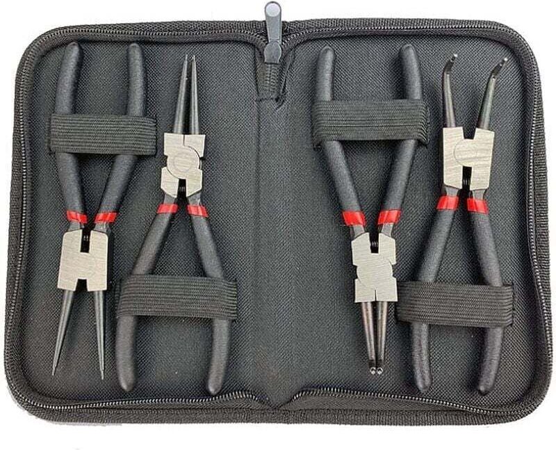 ALOVEZ 4-teiliges Sprengringzangen-Set, 150 mm (6 Zoll), gerade, gebogen, innen und außen, mit Aufbewahrungskoffer und r...