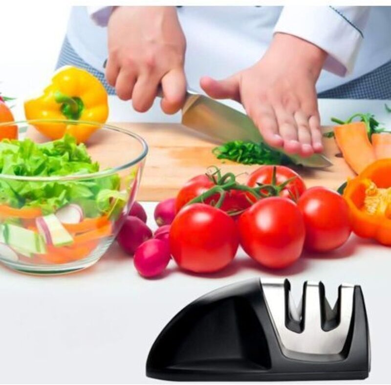 Professioneller 2-in-1-Messerschärfer, manuell, für Edelstahl- und Keramikmesser aller Größen, rutschfeste Unterseite, s...