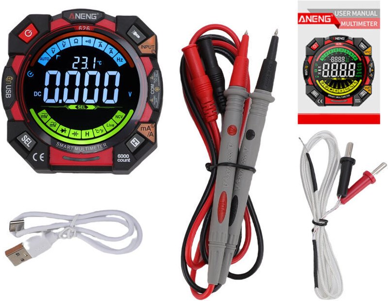 Vtizikl Multimètre numérique, testeur de tension NCV 6 000 points avec écran LCD rétroéclairé VA, maintien des données, ...