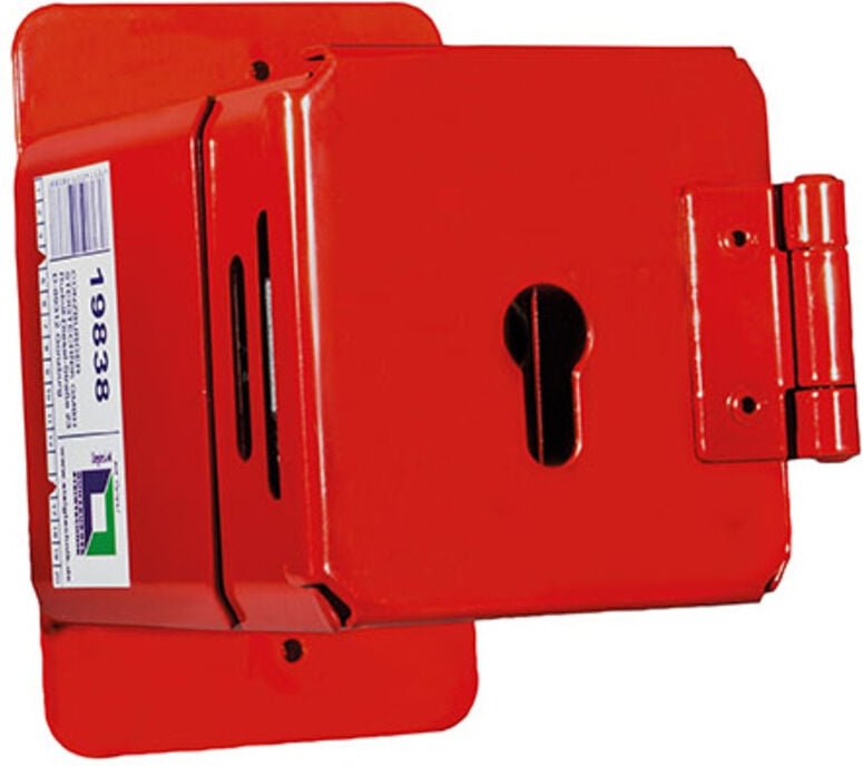 Leiterhalter pulverbeschichtet ral 3000 für bauseitige Profil-Halbzylinder - 019838 - Günzburger Steigtechnik