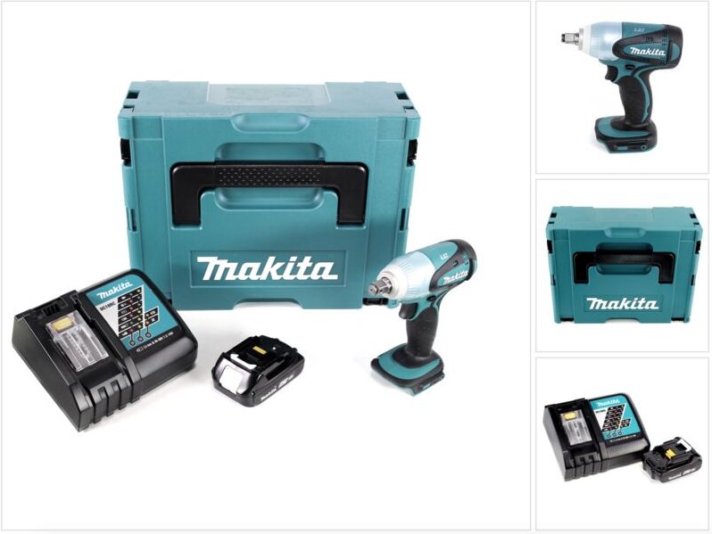 Makita DTW 251 RA1J Akku Schlagschrauber 18 V 230 Nm 1/2" + 1x Akku 2,0 Ah + Ladegerät + Makpac
