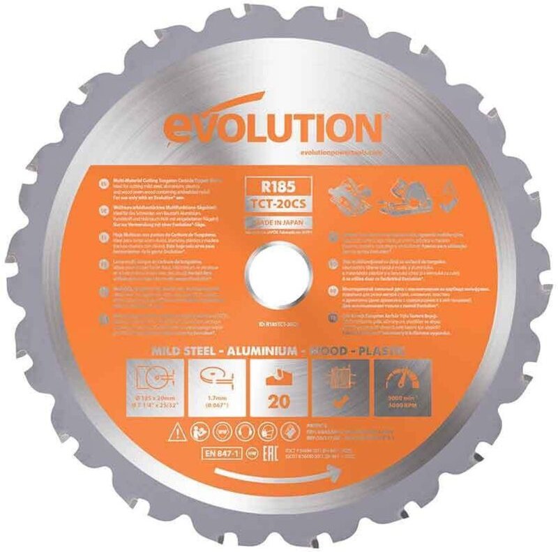 Evolution RAGE 185 mm / 20 Zähne TCT Mehrzweck-Hartmetallsägeblatt für Kettensägen