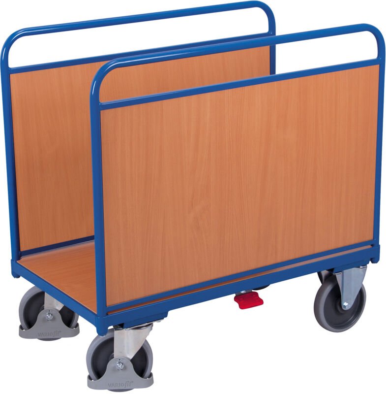 VARIOfit Seitenbügelwagen mit Längswänden aus Holz 1060x640mm Anthrazitgrau RAL 7016