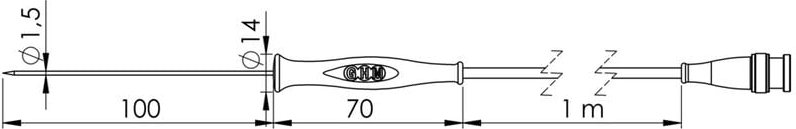 Greisinger - gf 1T-E1.5 Einstechfühler -70 bis 250 °c Fühler-Typ Pt1000