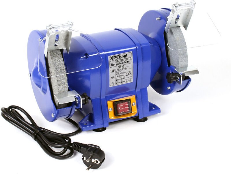 Doppelschleifer 250 w, Schleifmaschine mit 2 Schleifscheiben je ø 150 mm, Schleifgerät mit 2950 U/min, Schleifer für Gro...