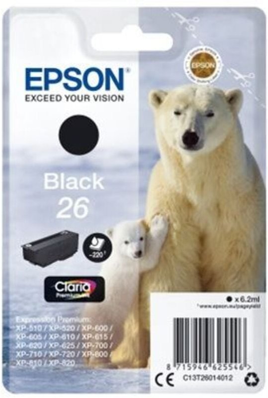 Epson Polar bear Singlepack Black 26 Claria Premium Ink