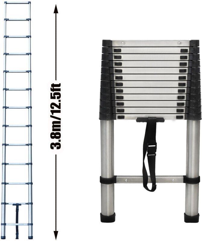 Teleskopleiter Anlegeleiter Leiter Klappleiter Stehleiter Mehrzweckleite 12.5ft
