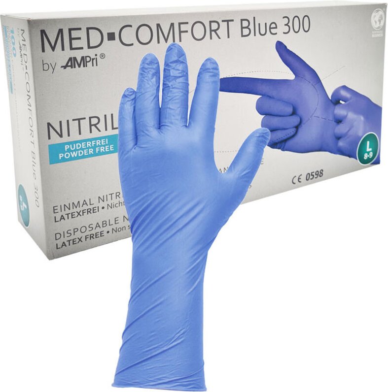 Nitrilhandschuhe Größe L blau Ampri Blue 300 100 Stück