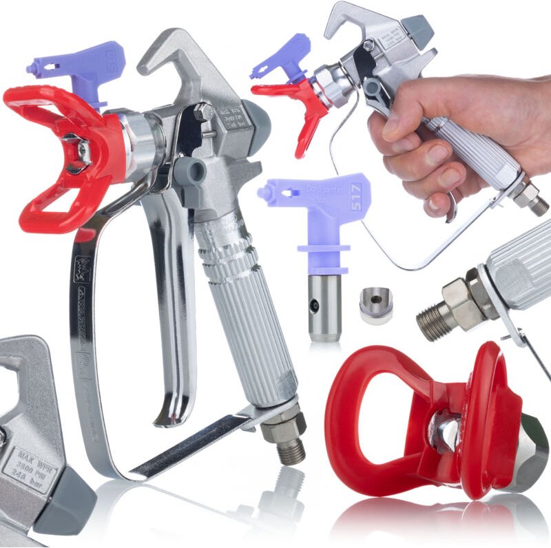 Rosfix Set UltraSpray PaintMaster PM1 – Farbspritzpistole mit Düse 517 & Filter 3000 psi, 1/4" Anschluss, 7/8" Kopfgewin...