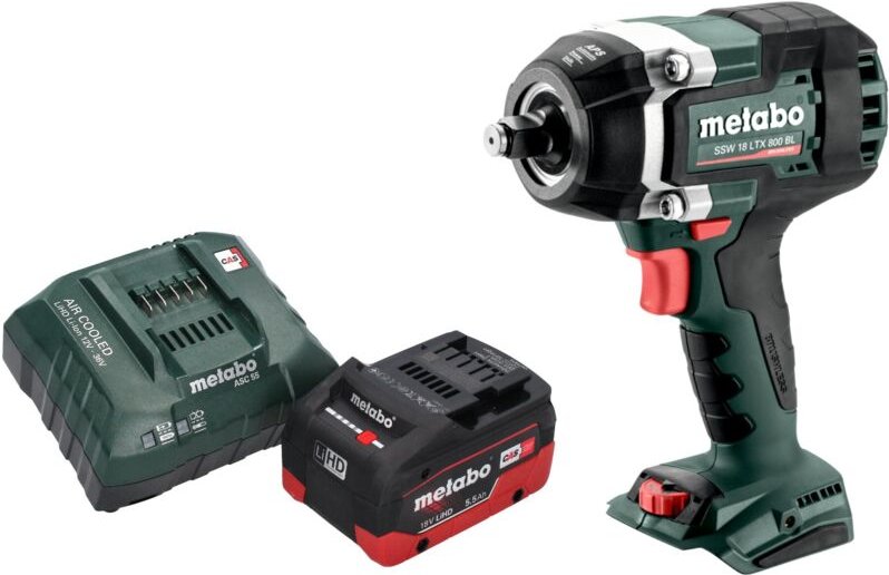 Metabo SSW 18 LTX 800 BL Akku Schlagschrauber 18 V 800 Nm 1/2" Brushless + 1x LiHD Akku 5,5 Ah + Ladegerät