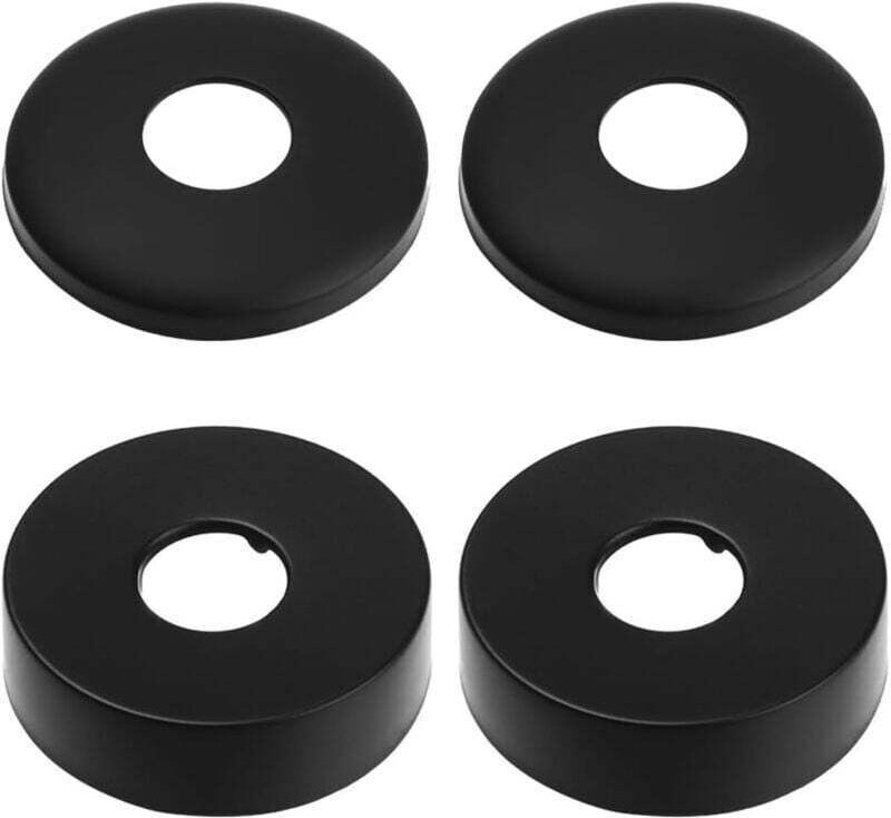 Rosette für Armaturen, Duschmischerrosette, 4 schwarze Edelstahl-Rohrabdeckungen, Heizkörperrosette – Rosette für Duscha...