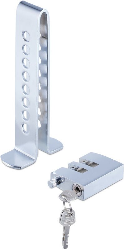 Relaxdays - Pedalschloss, Diebstahlschutz für Auto & Wohnmobil, 8 Löcher, Pedalsicherung für Kupplung, Gas, Bremse, silb...