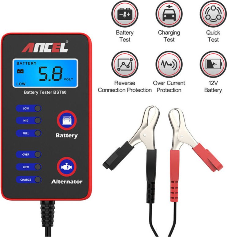 BST60 Autobatterietester, 12V Autobatterieanalysator, Autobatterie-Testgerät