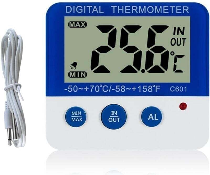 Digitales Gefrier-/Kühlschrankthermometer mit Magnet und Ständer, digitales Gefrierthermometer mit Max/Min-LED-Alarmanze...