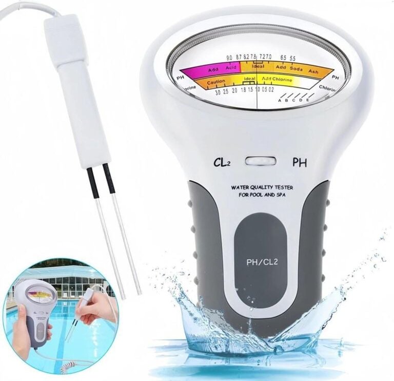 2 in 1 PH-Chlor-Messgeraet Tester, Tragbar Elektronischer Wassertester, Chlorwasser-Qualitaetspruefgeraet CL2 Messung fu...