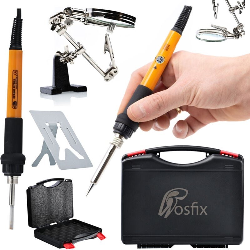 Rosfix OP60W – Präzisionslötkolben Set mit Ständer & 6 Spitzen 60W, 200-450°C, 220V, Keramikheizer Regelbare Temperatur ...