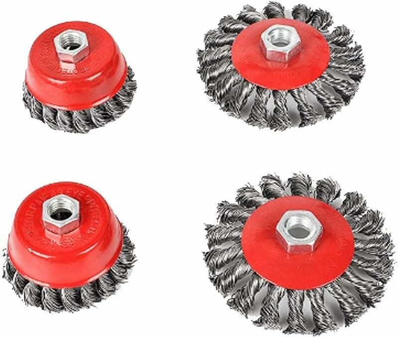 Set mit 4 Winkelschleiferbürsten, flexibler Stahl, Durchmesser: 75 mm, Durchmesser: 100 mm, M14