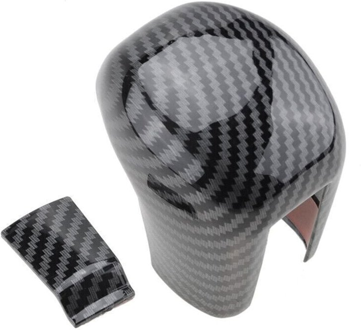 Tlily - Carbon Fiber Schwarz Schaltknauf Innen Abdeckung Trim für 2016-2021