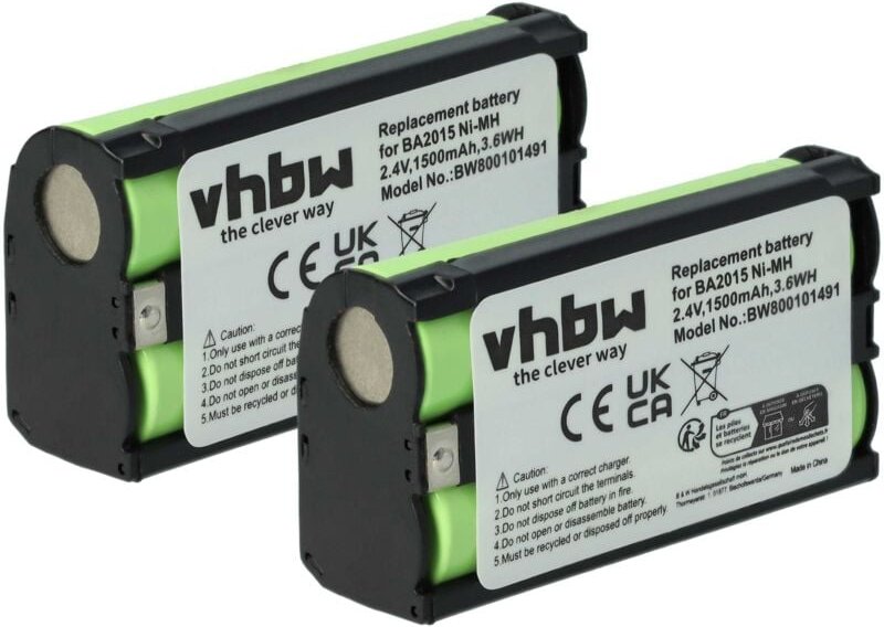 vhbw 2x Akku kompatibel mit Sennheiser EK 100 G4, 2015FM, EK 2000, EK 1038, EK 100 G3 Wireless Headset Kopfhörer (1500 m...