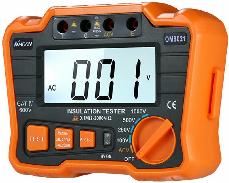 DCV/ACV Isolationswiderstandsmessgerät 1000V Erdung Megohmmeter Megohm-Voltmeter mit hintergrundbeleuchtetem LCD-Display