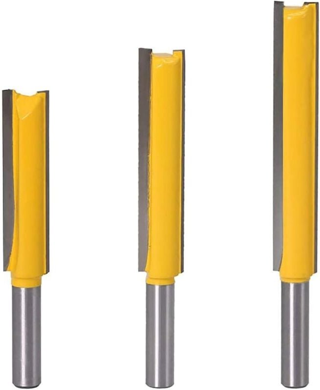 Fräser-Set, 8 mm Schaft, gerade Backen, Hartmetall-Holzfräser, Holzbearbeitungswerkzeuge, 3 Stück extra lange gerade Frä...