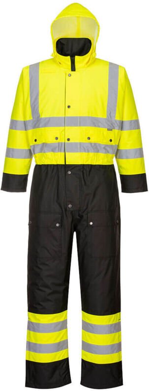 Kontrast-Hi-Vis-gestepptes Overall Farbe: Gelb/Schwarz Größe S - Portwest