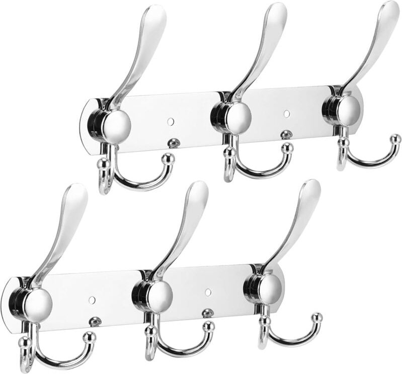 2er-Pack Wandhaken aus Edelstahl mit 3 Haken, Dreifachhaken, Garderobenständer für Hüte, Handtücher, Handtaschen, Bademä...