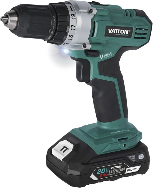 Vatton - 20-V-Schraubendreher-Bohrmaschine, 1 Batterie 2,0 Ah