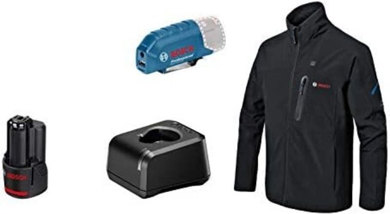 Bosch Beheizbare Jacke ghj 12+18V xa, Größe 2XL mit Akkuadapter, Akku + Lader