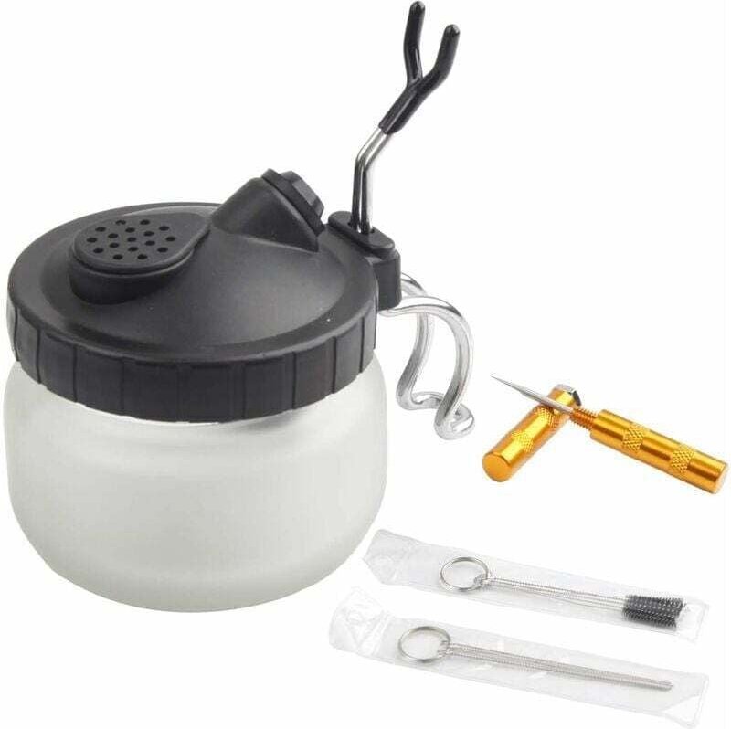 Komplettes Airbrush-Reinigungsset inklusive 1 Reinigungsbehälter mit Halter, 5 Reinigungsbürsten, 5 Reinigungsnadeln und...