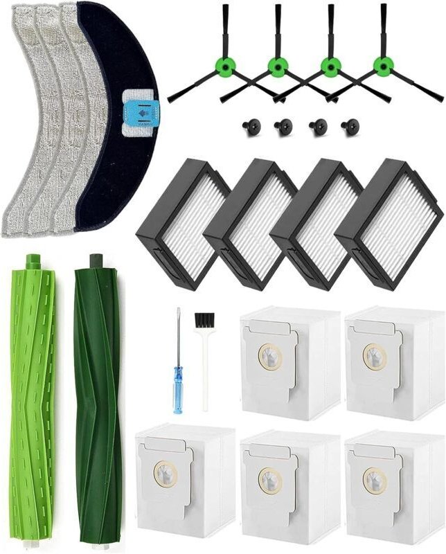 21-teiliges Ersatzteilset für iRobot Roomba Combo J7/J7+/J9/J9+/10 Max Staubsauger: 2 Hauptbürsten, 4 Seitenbürsten, 4 H...