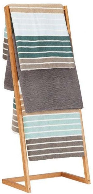 Freestanding bamboo towel rack