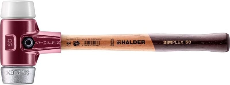SIMPLEX-Schonhammer, Superplastik / Weichmetall mit Tempergussgehäuse und hochwertigem Holzstiel D=50 mm 3079.050