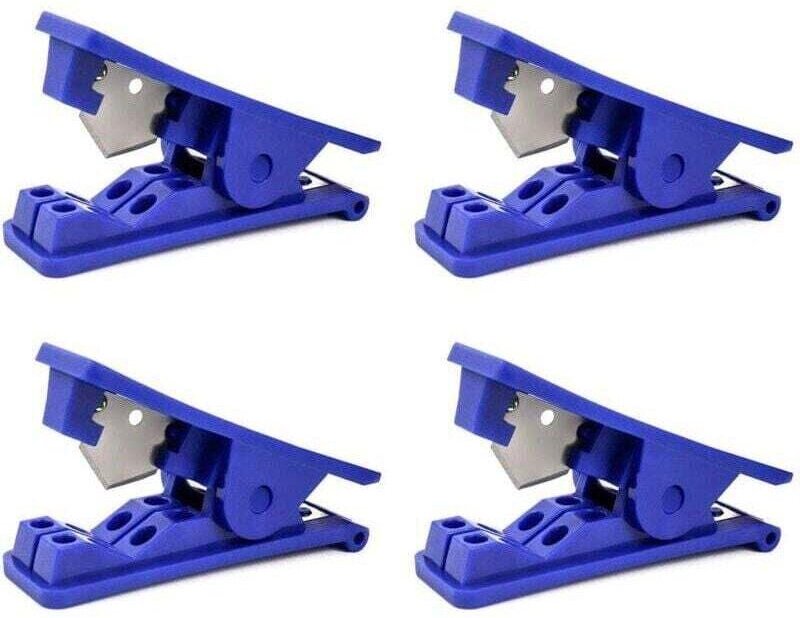 Pack of 4 Plastic Pipe Cutter, Economical Rubber Pipe Cutter for Silicone PVC PU Nylon Tube, Up to 12mm OD, Blue
